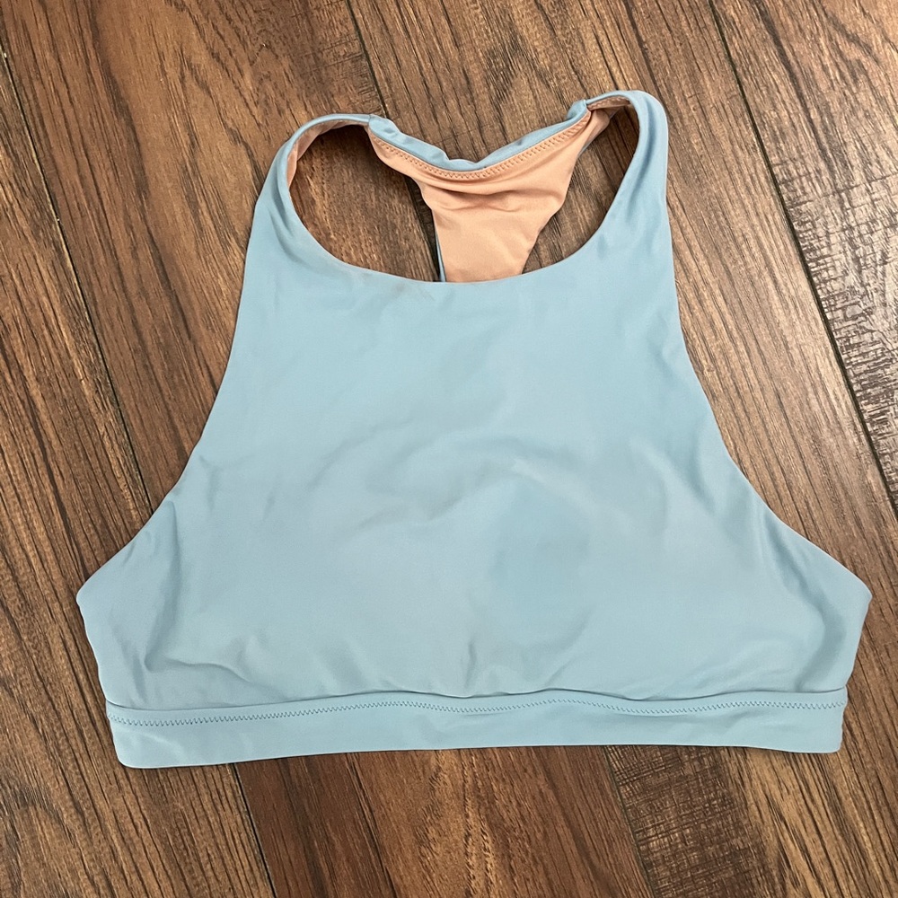 J. Crew Active Longline Swim Top, Blue Mist, Size Large